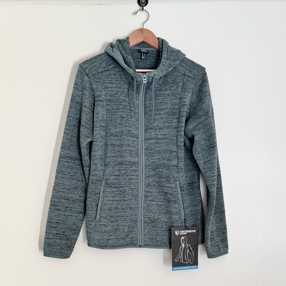 KÜHL Ascendyr Sweater knit fleece hoodie full zip  Mineral Blue - Picture 1 of 9